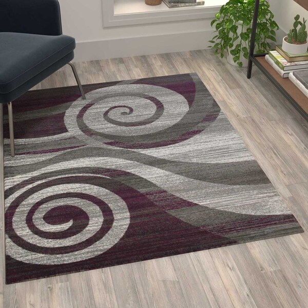 Flash Furniture Purple 4' x 5' Modern Swirl Pattern Area Rug OKR-RG1103-45-PU-GG - main